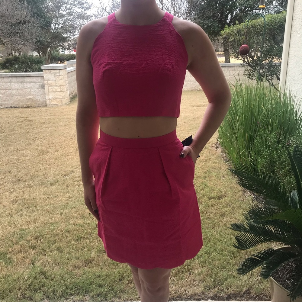 Lauren James The Carly Two Piece Set in Raspberry